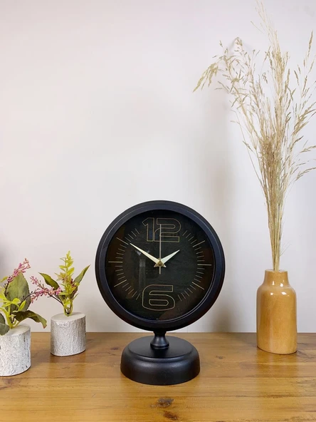Norino Siyah Metal Spor Masa Saati 25×20 cm ürün görseli 1