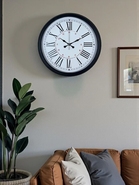 Norino Zentime Siyah Asil Tasarım Roma Rakamlı 40 cm Metal Duvar Saati ürün görseli 1