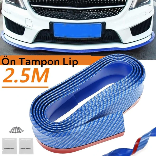 Norino Norino® Mavi 2,5 Metre Araba Oto Ön Tampon Koruyucu Kauçuk Pratik Tampon Şerit Bant Döşeme Kiti ürün görseli 1