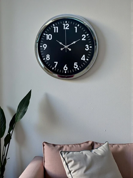 Norino Modern 40 Cm Metal Krom Standart Duvar Saati ürün görseli 1