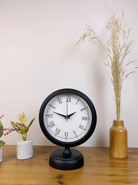 Norino Siyah Metal Retro Masa Saati 25×20 cm ürün görseli 1