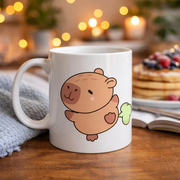 Norino Sevimli Kapibara Desenli Porselen Kupa MODEL 96 CAPYBARA – Neşeli Tasarım, Kahve & Çay Kupası, Hediyelik Porselen Bardak ürün görseli 1