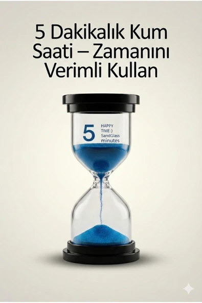 Norino 5 Dakikalık Kum Saati Zamanlayıcı – MAVİ Dekoratif Masa Saati 4 Renk Seçeneği ürün görseli 1