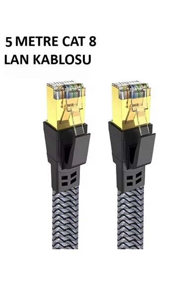 Norino Cat 8 LAN Kablosu –Ethernet Kablosu Örgü Kaplama, Yüksek Hızlı  (5 METRE) ürün görseli 1