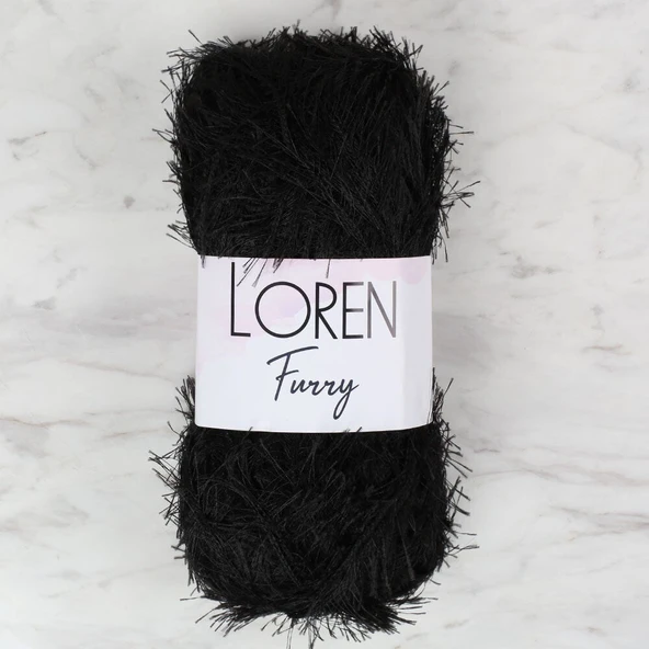 Norino Loren Furry Siyah El Örgü İpi - RF1001 - 34066 ürün görseli 1