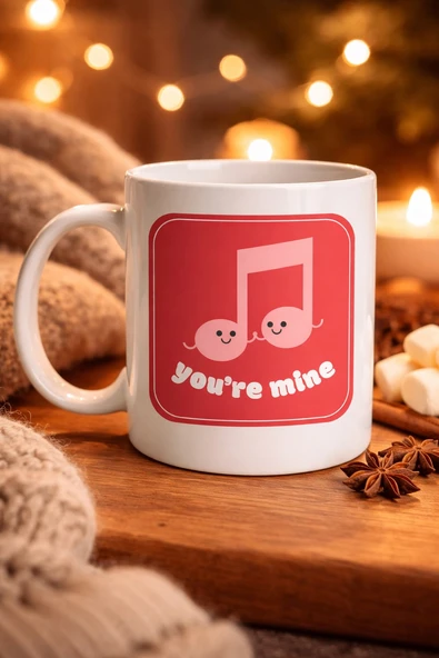 Norino You’re Mine Tasarımlı Porselen Kupa Model 20 – Sevgi Dolu Müzik Notalı Özel Tasarım Kupa ürün görseli 1
