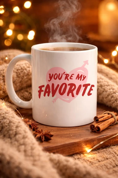 Norino You’re My Favorite Yazılı Porselen Kupa Model 13 - Sevgiliye Arkadaşa Özel Romantik Kahve Kupası - Hediye Fincan ürün görseli 1