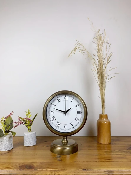 Norino Eskitme Metal Retro Masa Saati 25×20 cm ürün görseli 1