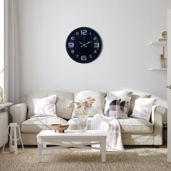 Norino Siyah Modern 36 Cm Duvar Saati ürün görseli 1
