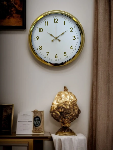 Norino Elegant Gold Frame 40 Cm Metal Duvar Saati ürün görseli 1