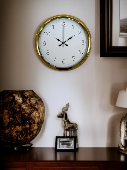 Norino Elegance Gold 40 Cm Metal Dekoratif Tasarım Duvar Saati ürün görseli 1