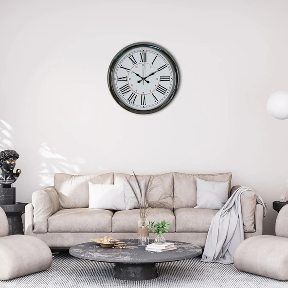 Norino Silver Elegance 40 Cm Krom Metal Duvar Saati ürün görseli 1