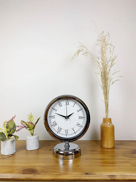 Norino Krom Metal Retro Masa Saati 25×20 cm ürün görseli 1