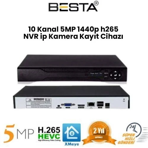Norino 5 MP 1440P 10 Kanal H265 NVR Ip Kamera Kayıt Cihazı KD-510 ürün görseli 1