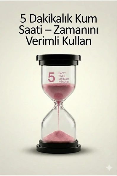 Norino 5 Dakikalık Kum Saati Zamanlayıcı – PEMBE Dekoratif Masa Saati 4 Renk Seçeneği ürün görseli 1