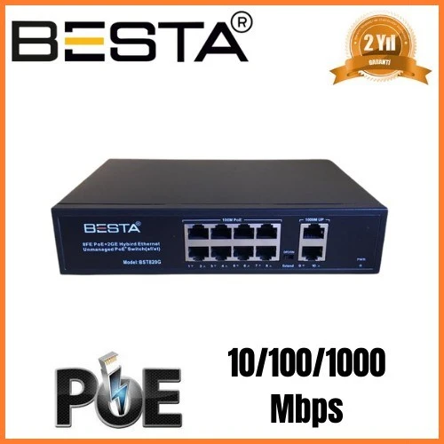 Norino 10 PORT GİGABİT POE SWİTCH 10/100/1000 Mbps 8 Port POE BST1020G ürün görseli 1