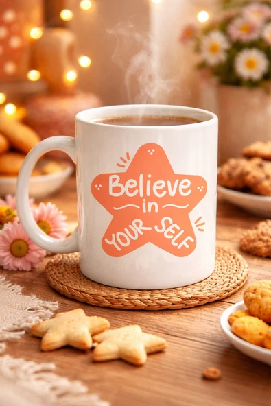 Norino Believe in Yourself Porselen Kupa MODEL 127 – Motivasyon Mesajlı, Kahve & Çay Kupası, Sevdiklerine Anlamlı Hediye ürün görseli 1