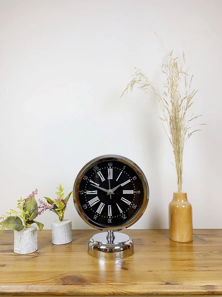 Norino Krom Metal Roma Rakamlı Masa Saati 25×20 cm ürün görseli 1
