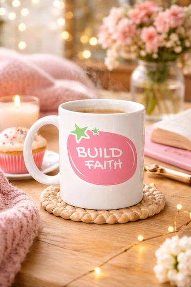 Norino Build Faith "UMUDUNU İNŞA ET" Yazılı Porselen Kupa MODEL 151 – Motivasyon Temalı, Kahve & Çay Kupası – Hediye Seçeneği ürün görseli 1