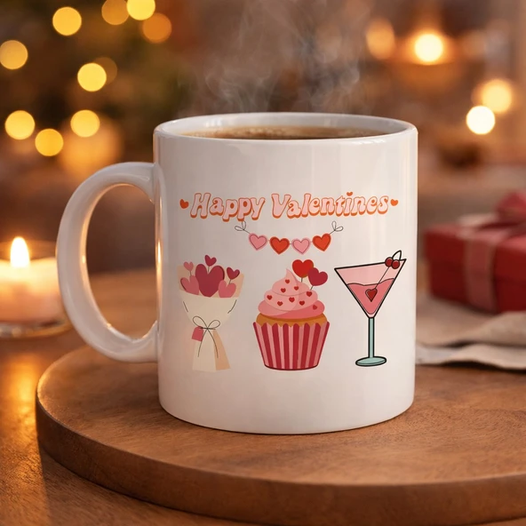Norino Happy Valentines Kupa – Model 6 Sevgililer Günü Özel Tasarım Porselen Kupa ürün görseli 1