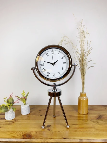 Norino Krom Metal Mini Tripod Retro Masa Saati 45×26 cm ürün görseli 1
