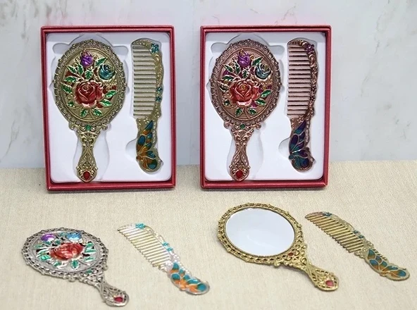 Norino Gül Tasarimi Ayna Ve Tarak Seti Küçük Boy ürün görseli 1