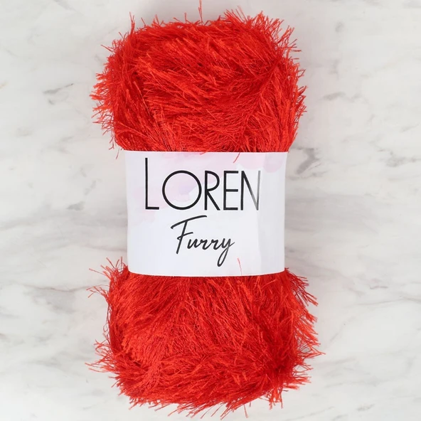 Norino Loren Furry Kırmızı El Örgü İpi - RF025 - 34053 ürün görseli 1