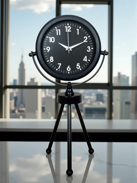 Norino Black Luxury Modern Üç Ayaklı Metal Masa Saati ürün görseli 1