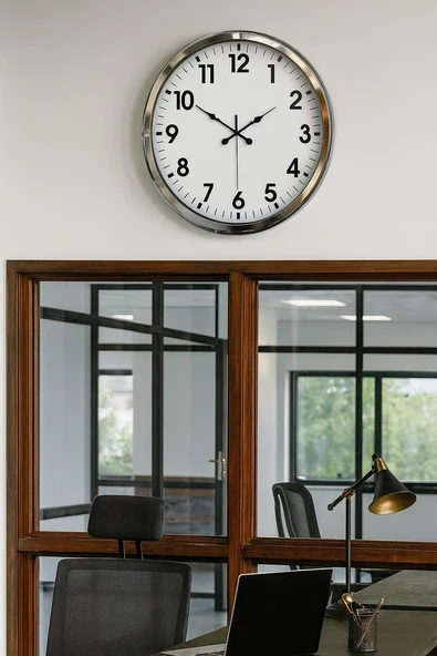 Norino Krom Şıklık 52 Cm Metal Modern Duvar Saat ürün görseli 1