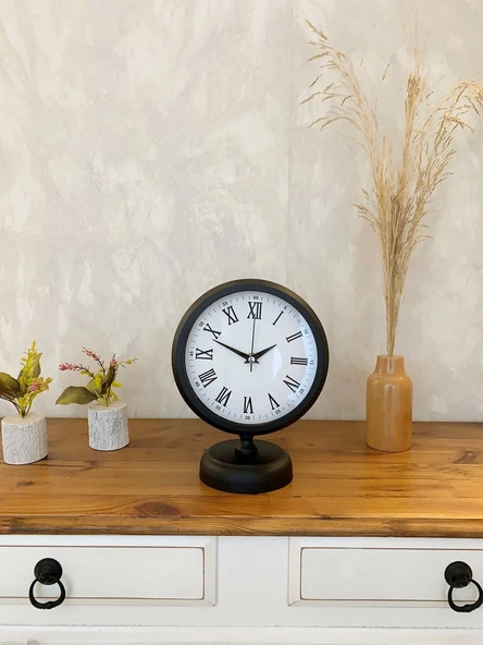 Norino Siyah Metal Roma Rakamlı Masa Saati 25×20 cm ürün görseli 1