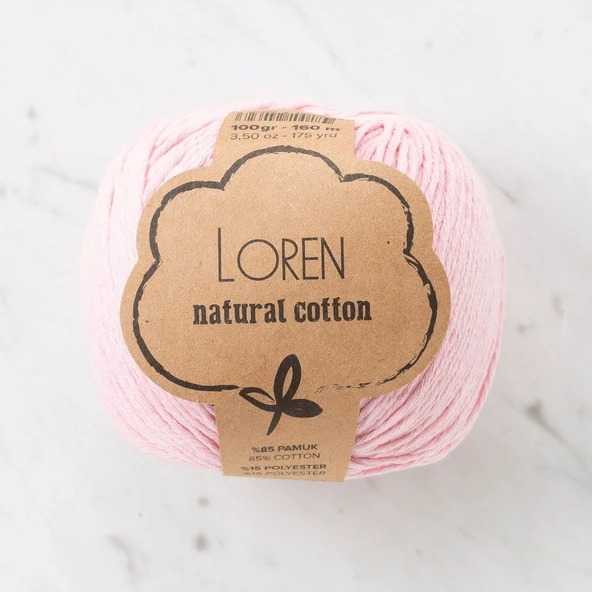 Norino Loren Natural Cotton Pembe El Örgü İpi - R094 - 33910 ürün görseli 1