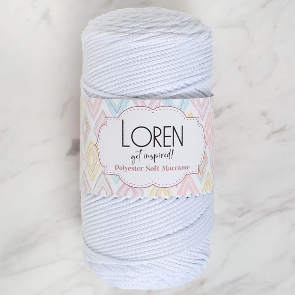 Norino Loren Polyester Soft Macrame Optik Beyaz El Örgü İpi - LM001 - 34426 ürün görseli 1