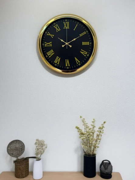 Norino Noble Gold Black 40 Cm Metal Duvar Saati ürün görseli 1