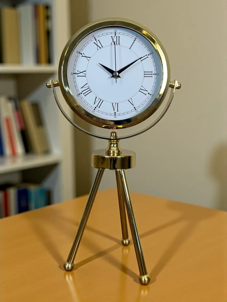 Norino Saray Zarafeti Gold Tripod Üç Ayaklı Metal Masa Saati ürün görseli 1