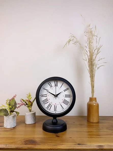 Norino Siyah Metal Modern Masa Saati 25×20 cm ürün görseli 1