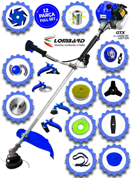 Cros Lombard İtaly GRAVENTO 531X Yan Tipi Benzinli Ot Çalı Çim Biçme Tırpanı+ 12 Pcs Komple Bahçe Setli ürün görseli 1