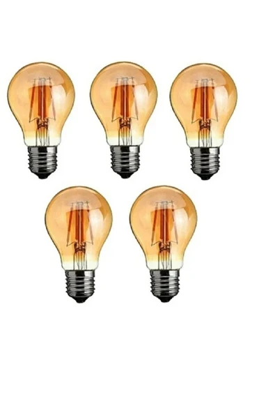 5li Led Filament Ampul 4W - 4,5 , 7,5 Cm .Amber Cam 2700k Sarı Işık 430 Lümen ürün görseli 1