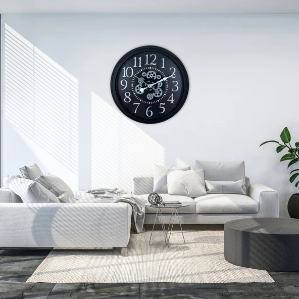 Norino Heritage Black 60 Cm Çarklı Duvar Saati ürün görseli 1