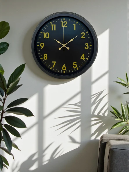 Norino Siyah Standart 40 Cm Metal Dekoratif Duvar Saati ürün görseli 1