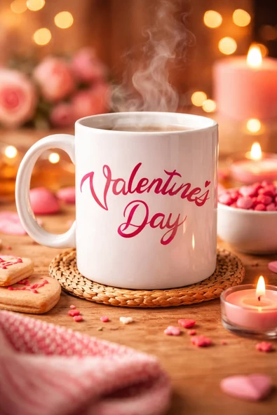 Norino Valentine’s Day Porselen Kupa Model 3 – Aşk Temalı Özel Tasarım Kahve & Çay Kupası , Sevgililer Günü Hediyesi ürün görseli 1