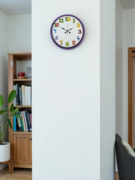 Norino 36 Cm Mor Çocuk Odası Duvar Saati ürün görseli 1