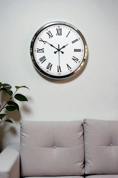 Norino Krom Roma Rakamlı 40 Cm Metal Modern Duvar Saati ürün görseli 1