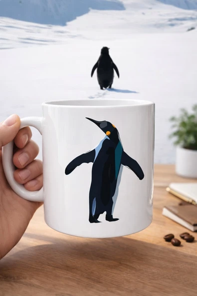 Norino Nihilist Penguen Tasarımlı Porselen Kupa MODEL 159 – Sürüden Ayrılanlara Özel Minimalist Kahve Kupası – Özgün Tasarım Hediyelik Kupa ürün görseli 1