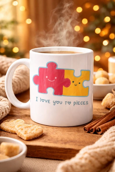 Norino I Love You To Pieces Baskılı Porselen Kupa Model 14 - Sevgiliye Arkadaşa Özel Tasarım Kahve Kupası - Hediye Kupası ürün görseli 1