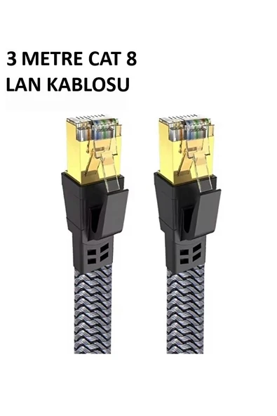 Norino Cat 8 LAN Kablosu –Ethernet Kablosu Örgü Kaplama, Yüksek Hızlı (3 METRE) ürün görseli 1