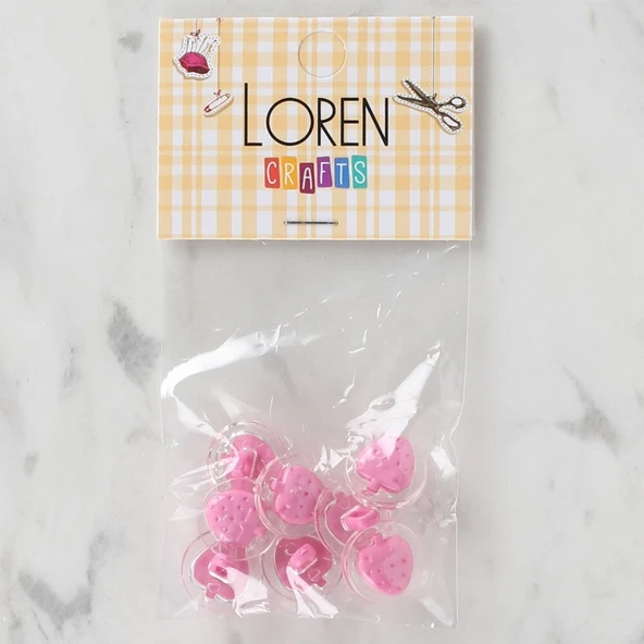 Norino Loren Crafts 8 li Şeffaf Pembe Çilek Düğme - 251 ürün görseli 1