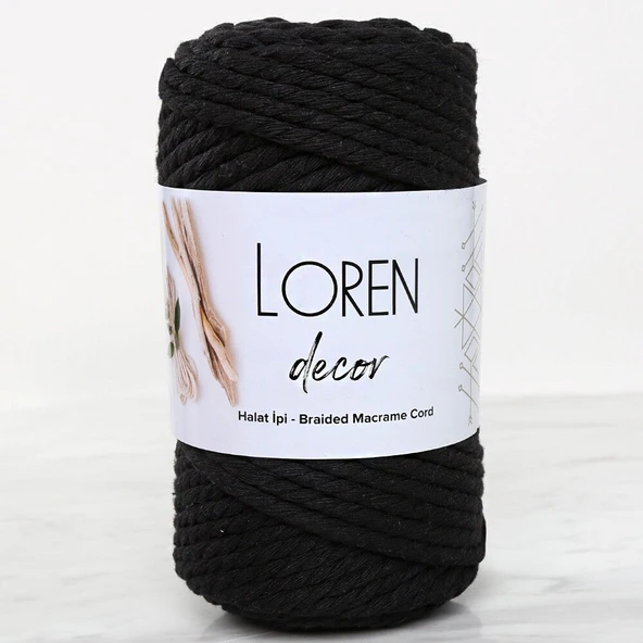 Norino Loren Decor 3 Büküm Makrome İpi Siyah - L006 ürün görseli 1