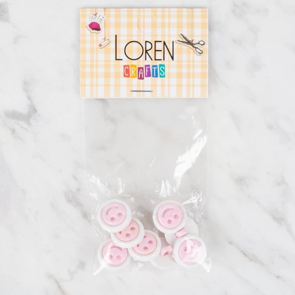 Norino Loren Crafts 8 li Pembe Gülen Yüz Düğme - 635 ürün görseli 1