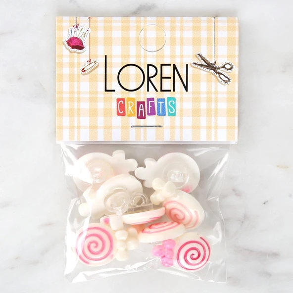 Norino Loren Crafts Pembe 8'li Düğme - 3025 ürün görseli 1