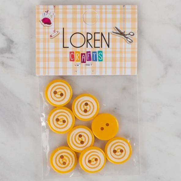 Norino Loren Crafts 8 li Sarı Yuvarlak Düğme - 455 ürün görseli 1